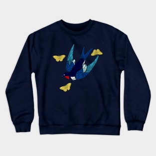 Barn Swallow and Butterflies Crewneck Sweatshirt